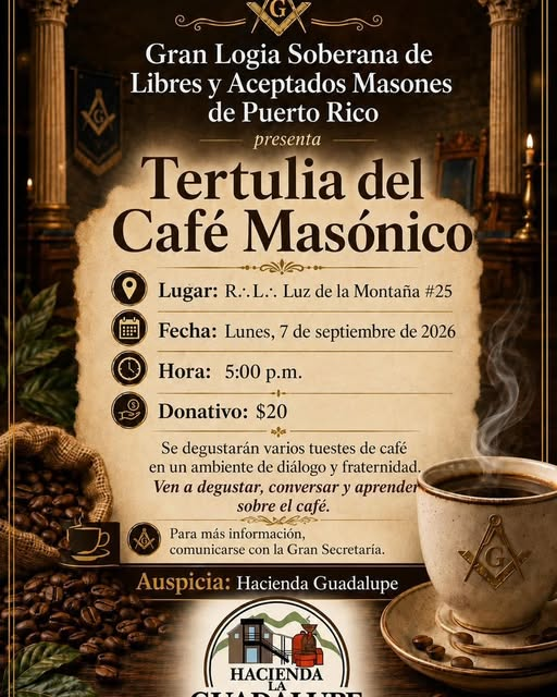Anuncio de la Tertulia del Café Masónico del 7 de septiembre de 2026