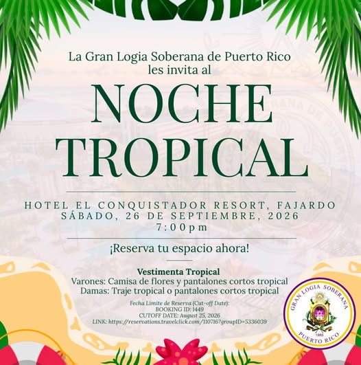 Anuncio de Noche Tropical del 26 de septiembre de 2026 en El Conquistador